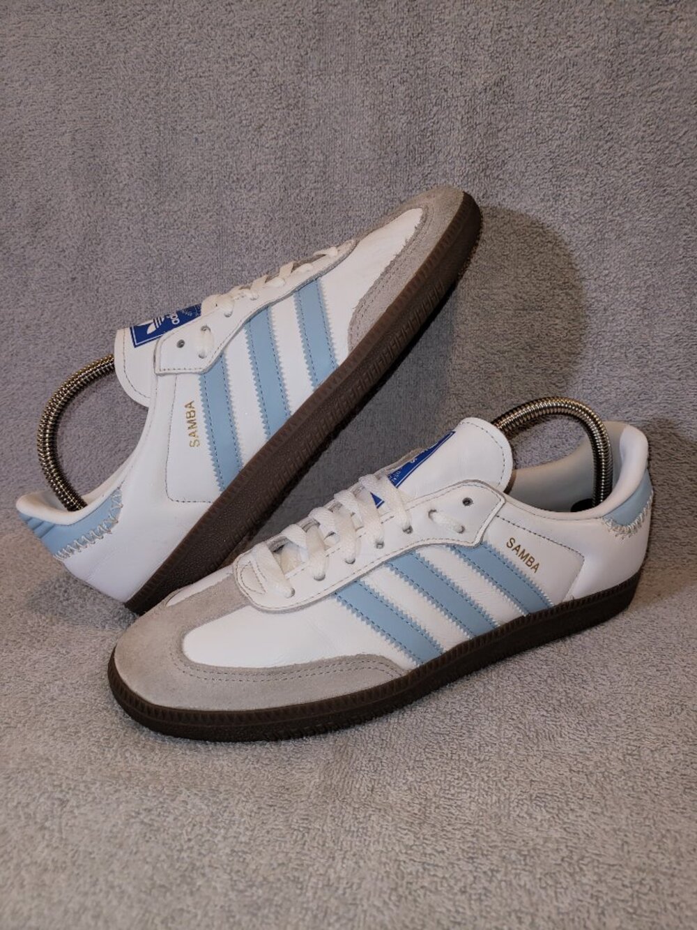 Adidas Samba OG White Sky Blue Brown Gum Sole Sneakers JI2003 - Picture 8 of 15